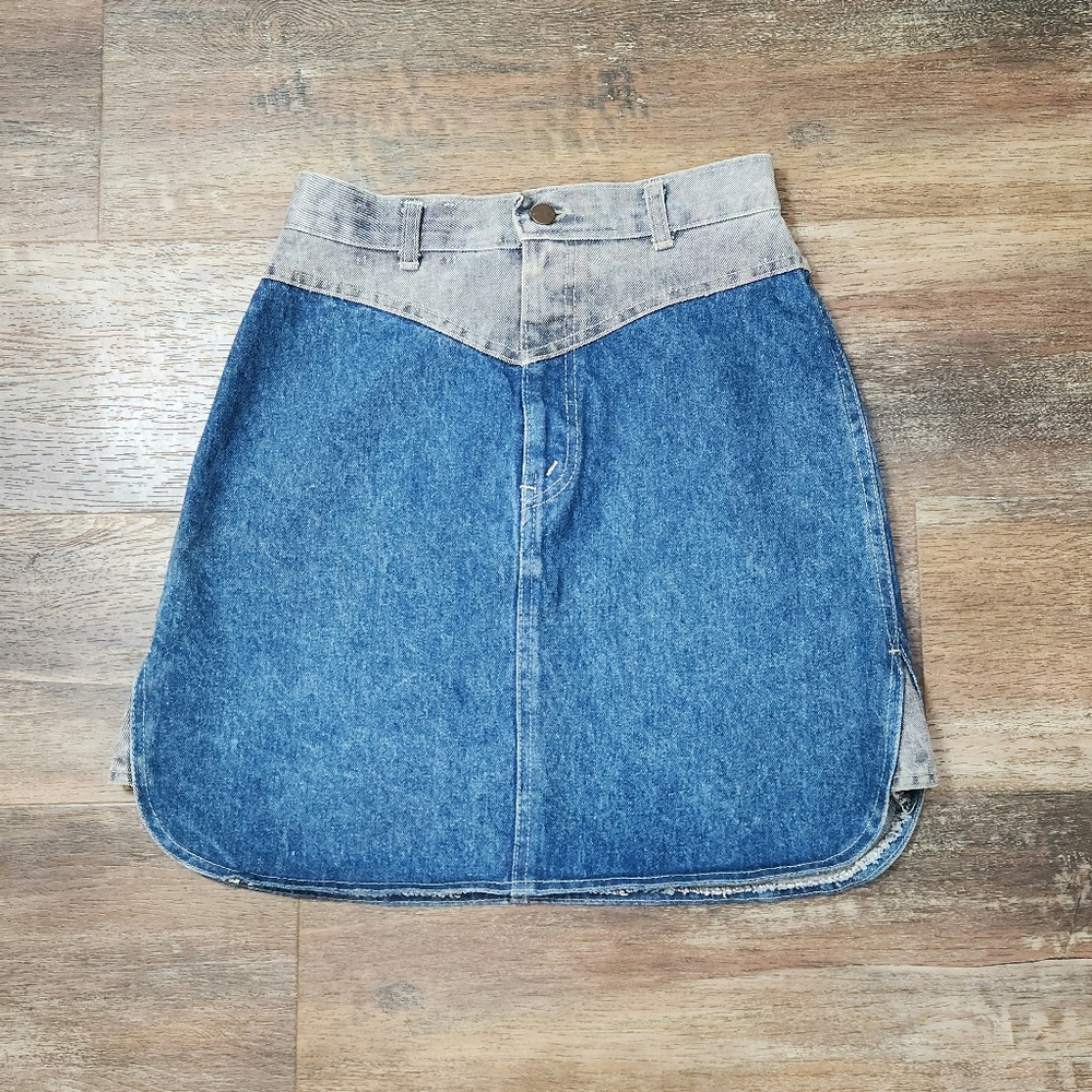 VINTAGE 80s 90s CHIC SUNSET BLUES 2 TONE  SKIRT SIZE 11